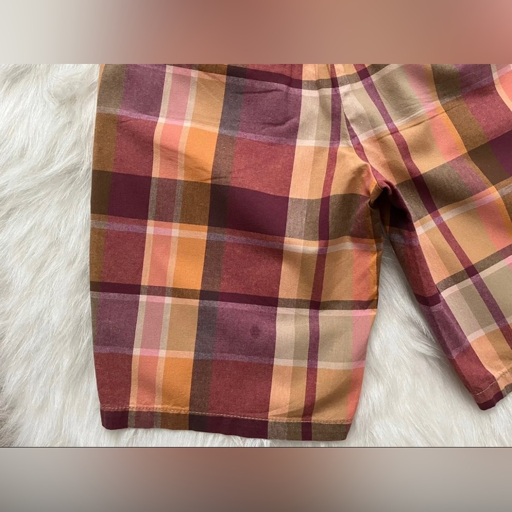 Merona-90's/Y2K Vintage, Womens, Orange, Plaid, Golf, Bermuda Shorts. Size-4 - Picture 9 of 9